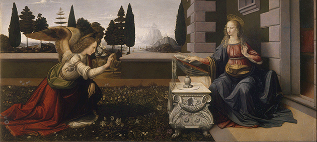 Leonardo da Vinci, Annunciation, 1472, Uffizi Gallery, Florence. Image: Scala, Florence